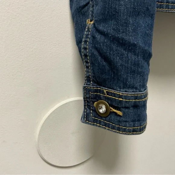 Blingy Baccini Rhinestone Slight Stretch Button Down Blue Jean Jacket! - Picture 4 of 10